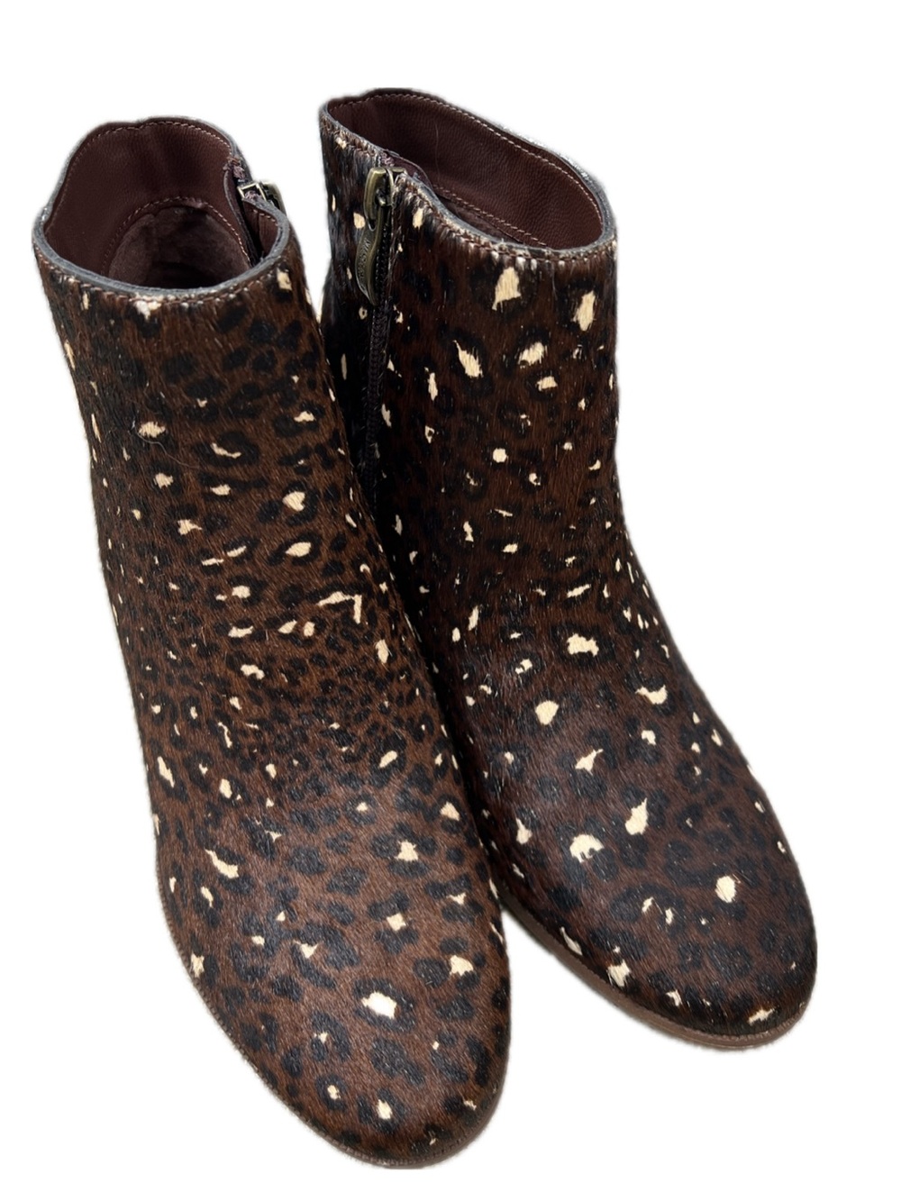 Michael Shannon | Women’s Leopard Print Ankle Boots - Brown/Black/Cream Size 7.5